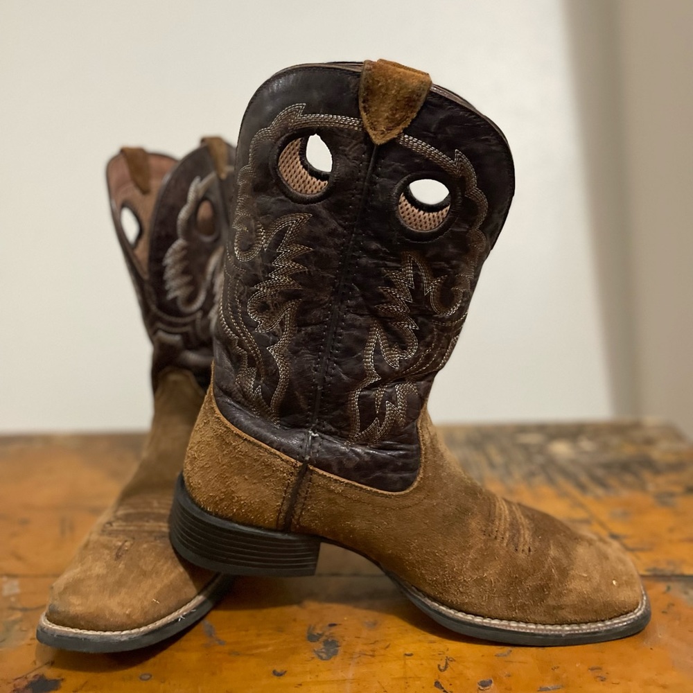 Men’s Ariat Square Toe Brown and Black Western Cowboy Boots